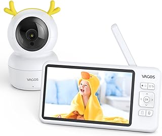 Video Baby Monitor with Camera and Audio - Baby Camera Monitor No WiFi with 720P 5" HD Display, Temperature & Motion & Sound Alert, Remote Pan Tilt and Zoom, Night Vision, 1000ft Range, VOX