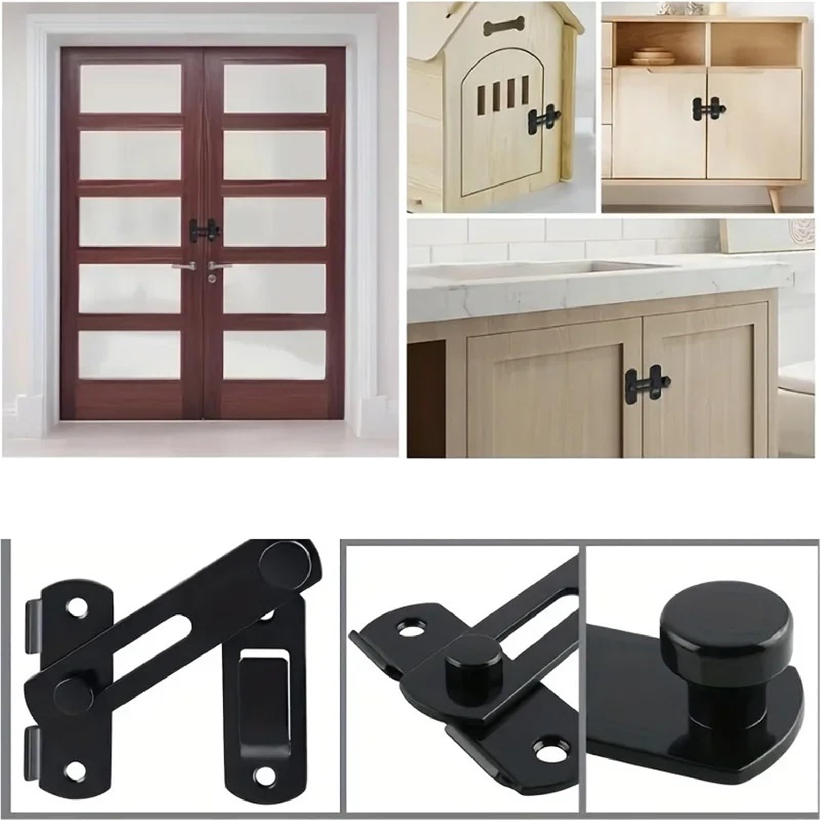 5 pestillos de seguridad for puerta corredera acero inoxidable 180 grados for ventana, armario y hogar Para Puertas(Silver 4 inch)