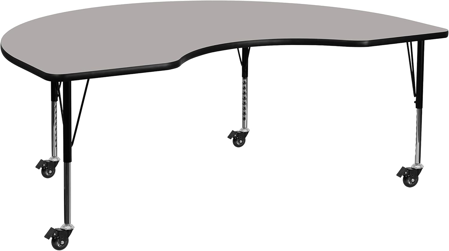 Gray Laminate Adjustable Oval Activity Table with Steel Legs