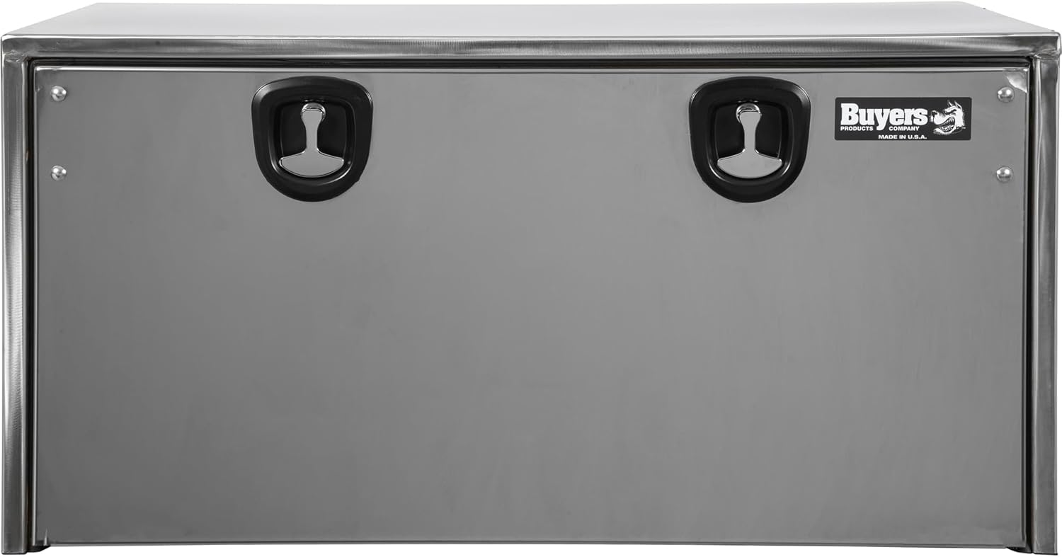 Buyers Products 1702610 Polished Stainless Steel Underbody Truck Box with Lockable T-Handle Latch, 18 x 18 x 48 Inch, for Work/Utility Truck, Truck Storage and Organizer, Made in The USA, Silver