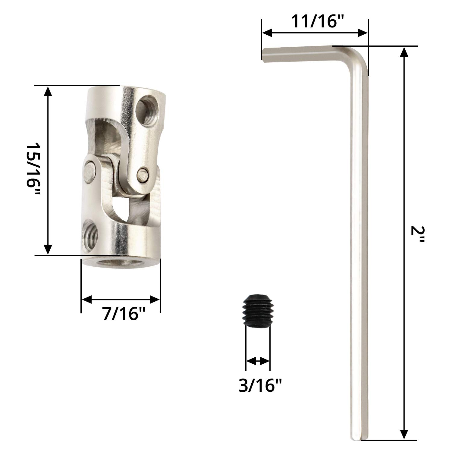 QWORK® 4-pak 6mm do 6mm metalowy wał sprzęgający połączenie silnika przegub uniwersalny, uniwersalny wał przegubowy