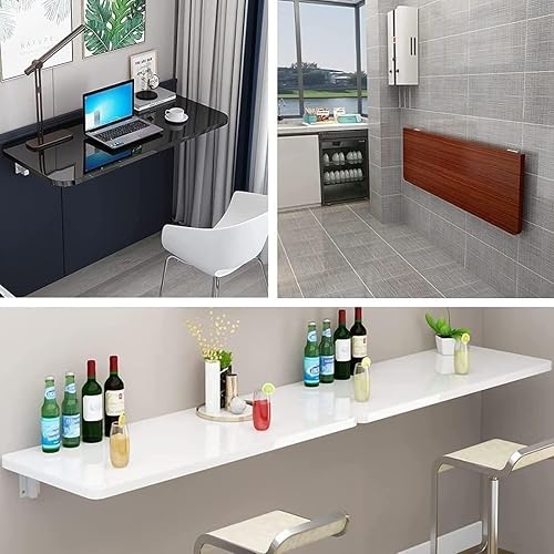 Miniatura 7 de Mesa plegable flotante para lavandería, mesa de madera montada en la pared, soporte resistente, mesa de comedor de hojas caídas, mesa de pared