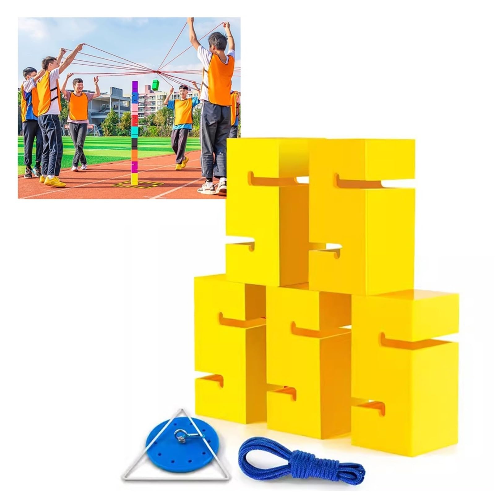 polegające na budowaniu wież z klocków, Klocki do budowania zespołu Gra wieżowa Wieża układania na zewnątrz Wielokolorowa 5/8/10 szt(Yellow,5PCS)