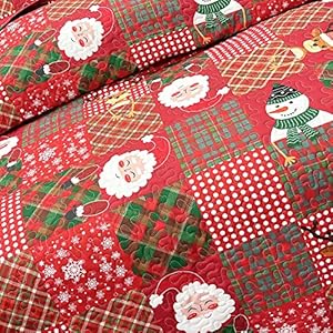 Christmasquiltsetkingsizepatchworkbedspreadsetredsantaclausplaidquiltedbeddingcomfortersetlightweightreversiblestitchedbedcoverblanketwithpillowsham Urban Country Home Decor Christmas quilt set king size patchwork bedspread set red santa claus plaid quilted bedding comforter set lightweight reversible stitched bed cover blanket with pillow sham urban country home decor