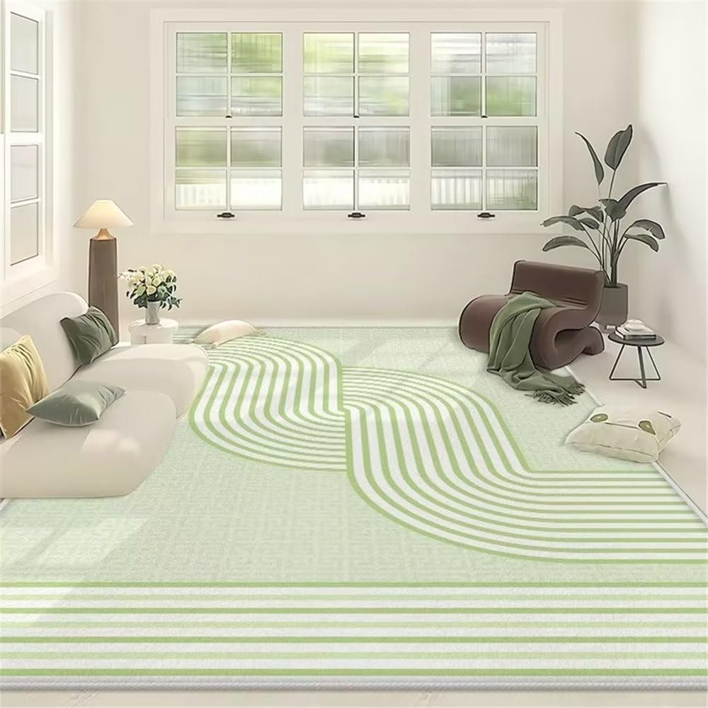 Tapis enfant fille doux et durable vert grand format 180x250cm rectangulaire