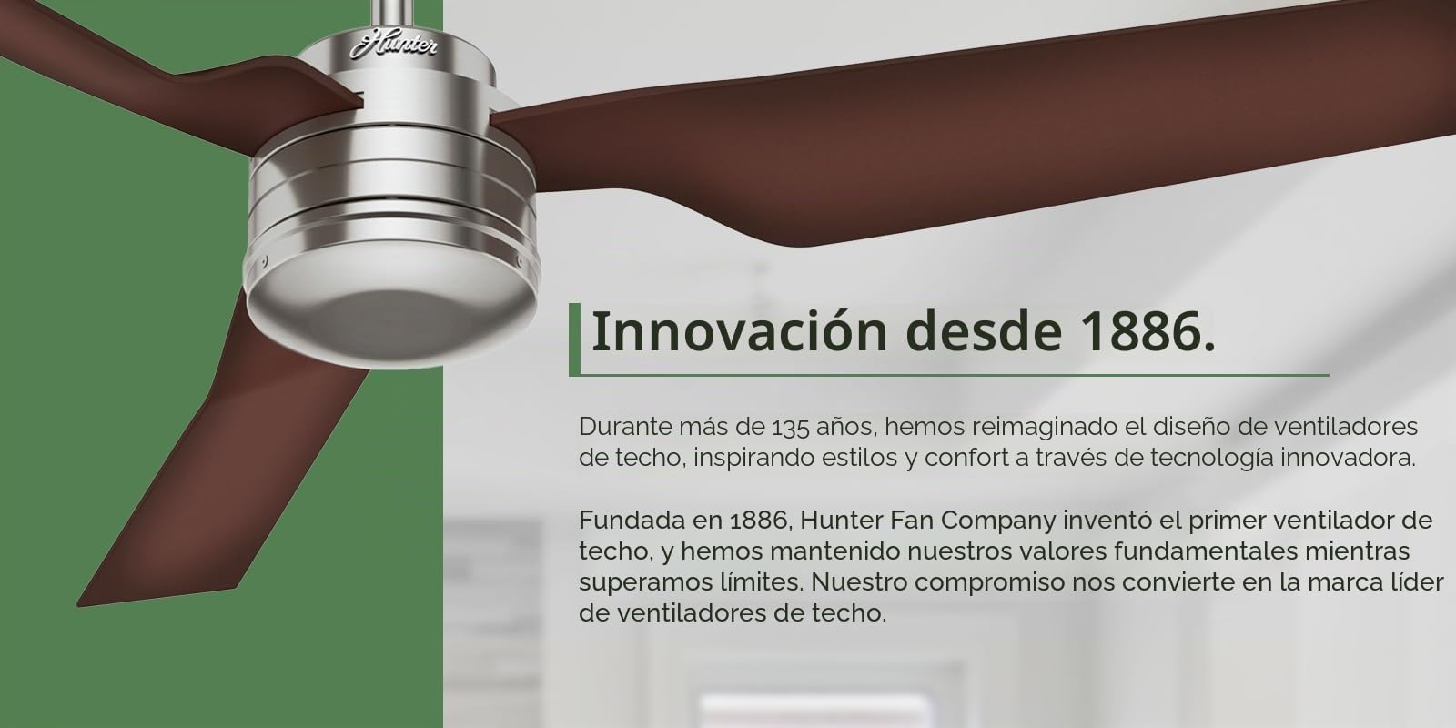 HUNTER FAN Maribel, 132 cm, Ventilador de Techo para Interior y Exterior, Silencioso, con Cadena y 5 Aspas Reversibles, para Verano o Invierno, Acabado Blanco, Modelo 50557