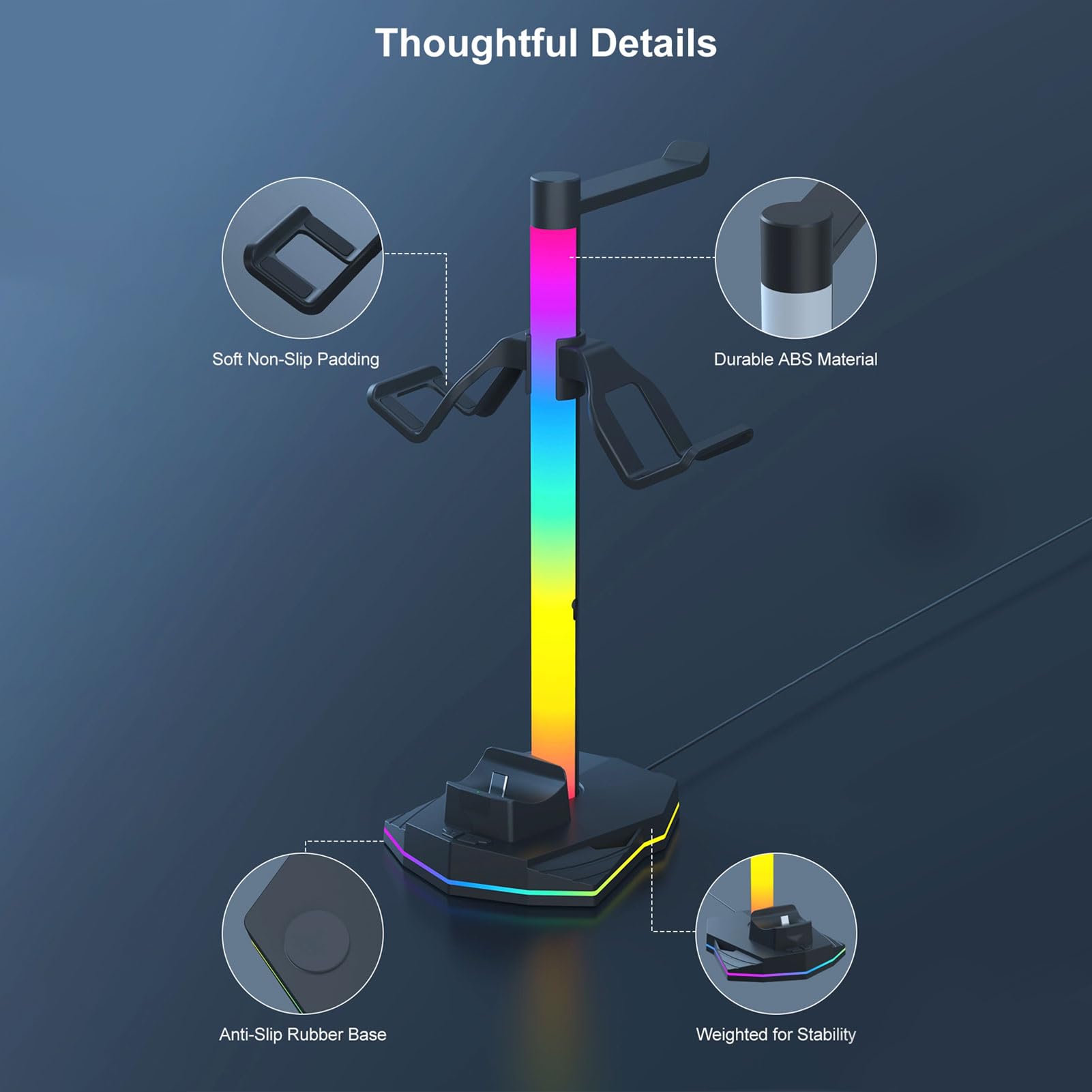 Supporto per Cuffie con Caricatore USB, Supporto per Cuffie Doppio per da Gioco RGB con 3 Porte di Ricarica USB, Adatto per Giochi da Tavolo, Giochi da Tavolo, Accessori