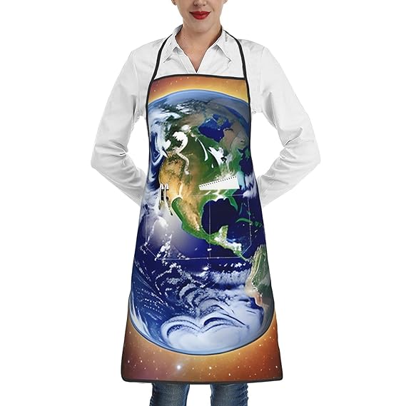 MYGANN Cosmic Earth Unisex Waterproof Stain Resistant Apron With Pockets For Kitchen Restaurant Hotel Barbecue, White, One Size