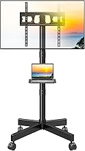 ELIVED Mobile TV Stand on Wheels, for 26-65 Inch TVs, Height Adjustable & Tilt Rolling TV Cart Trolley, with Laptop Shelf, Max VESA 400x400mm, Holds up to 35kg, EV1117