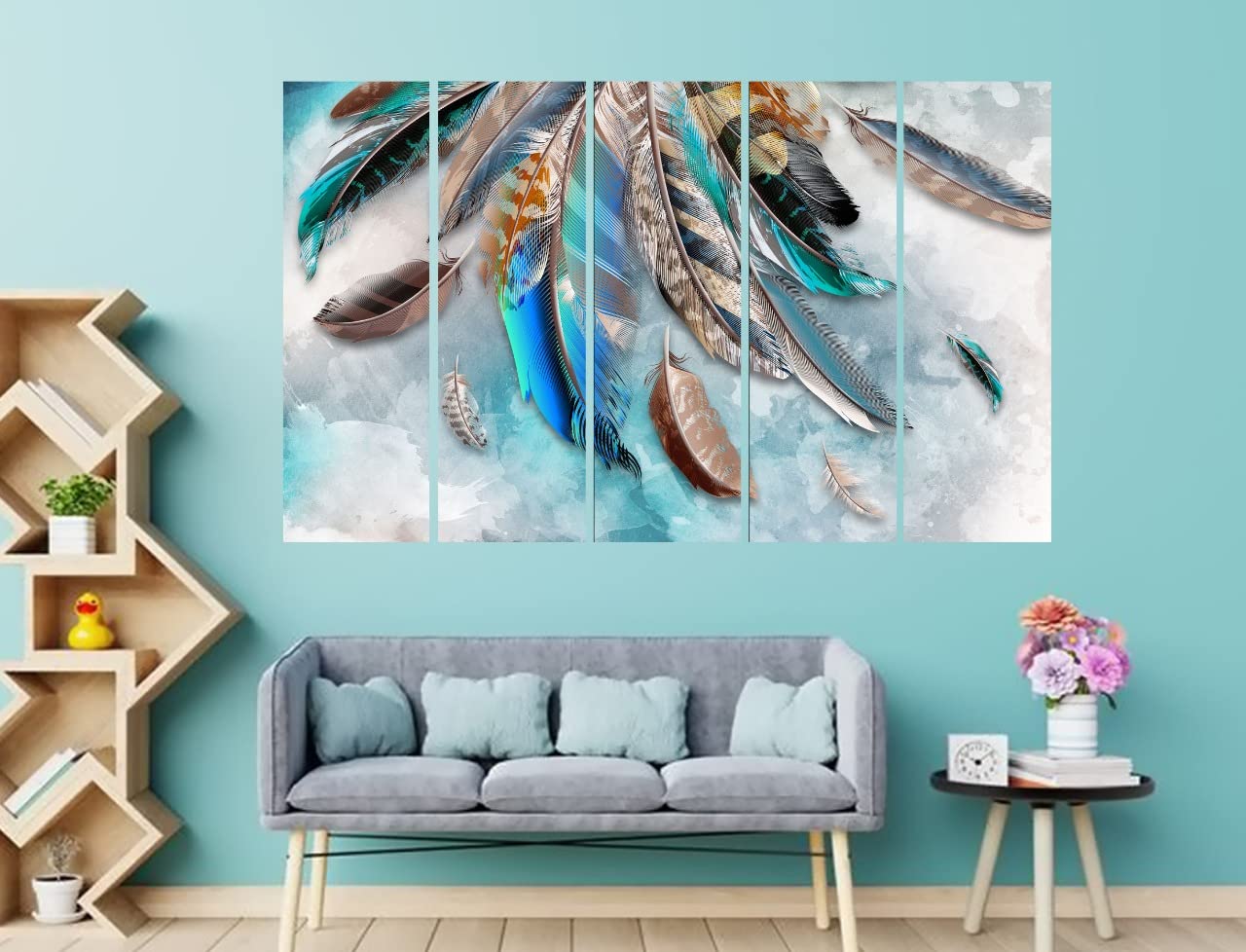 CN RETAILS Modern Art Abstract Multiple Frames Wall Painting for Living Room, Home Decoration, Bedroom, Office, Hotels (50inch x 30inch, Big size, Multicolour) mf1052