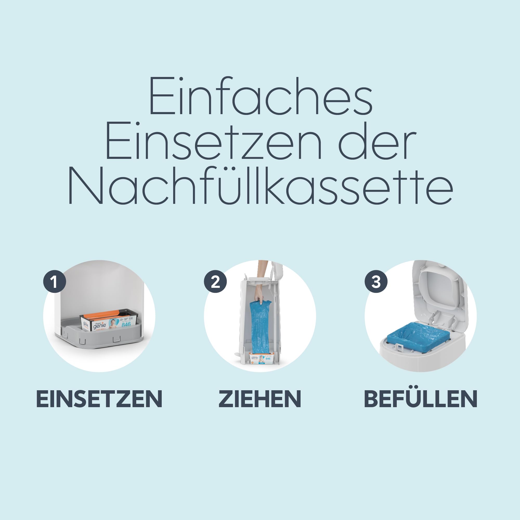 Diaper Genie - Lot de 2 paquets de 18 sacs de recharge Easy Roll d'origine, compatibles avec les poubelles à couches Diaper Genie Platinum, suffisant pour 10 mois