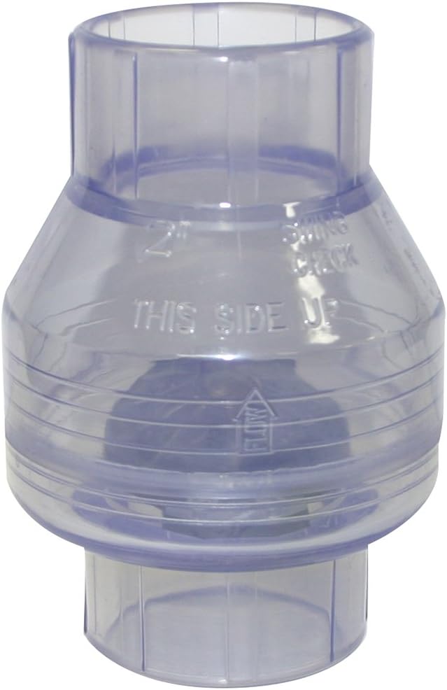Valterra200-C20W PVC Swing (No Spring) Check Valve, Clear Blue, 2" Slip, White