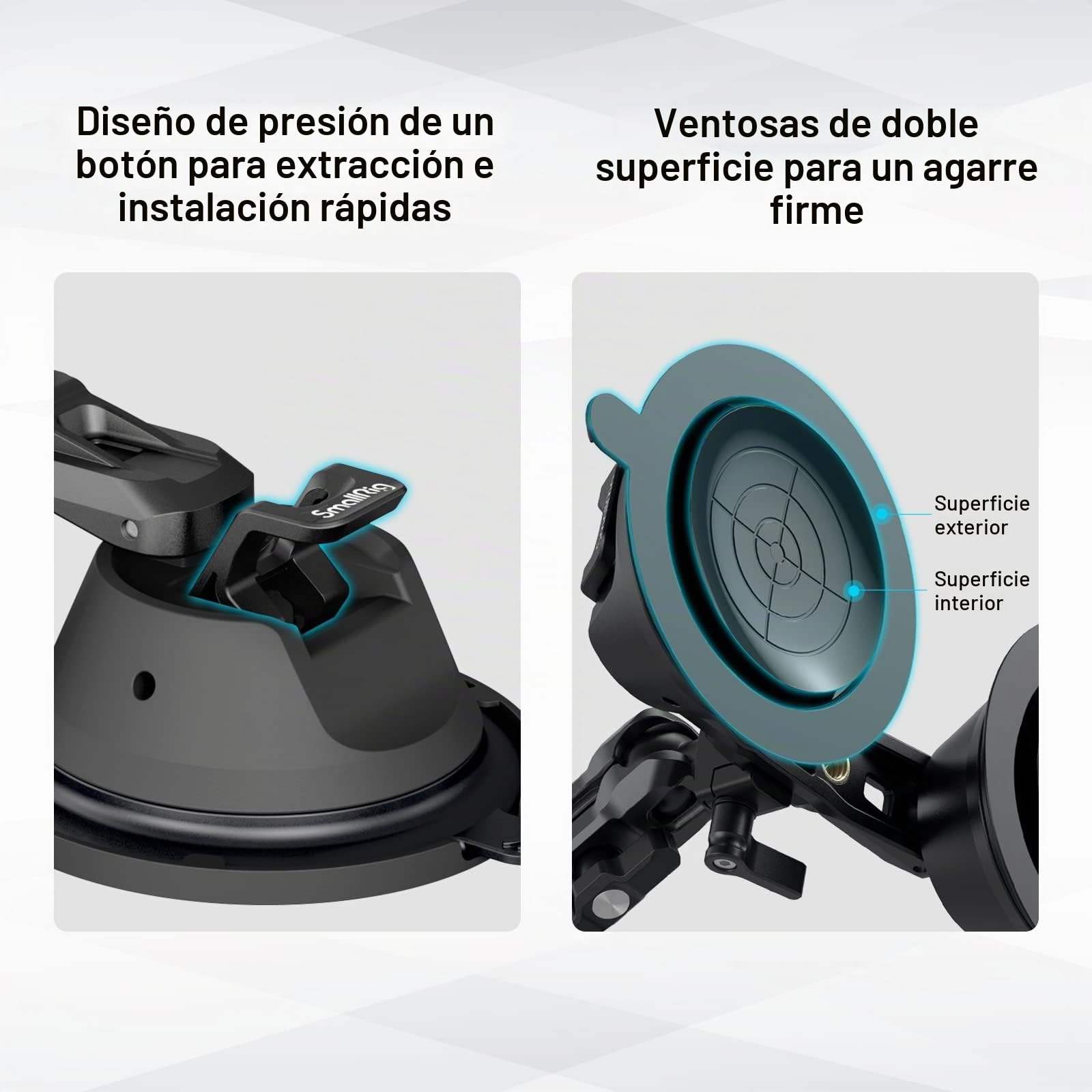SMALLRIG Soporte deVentosa para GoPro, Soporte de Cámara en la Ventana del Automóvil, Parabrisas, para DLSR, Cámara Liviana (para Sony ZV-1, para la Serie Canon G7X), Fotografía de Vehículos - 3566