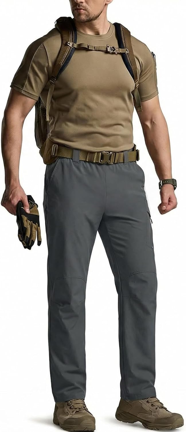 Auxo Mens Hiking Pants Ripstop Water Resistant Quick Dry Cargo Work Pants Lightweight Breathable Outdoor Tactical Pants