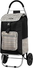 Rocklands Big Wheels Strong Shopping Trolley Shopping Cart Durable Grocery Bag 60 Litres -ST20 (Check-Black)