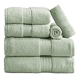 Great Bay Home 6-Piece Towel Set. 100% Cotton Bathroom Towels. Absorbent Quick-Dry Plush Towels. Set Includes 2 Bath, 2 Hand, and 2 Wash. (6 Piece Set, Seagreen)