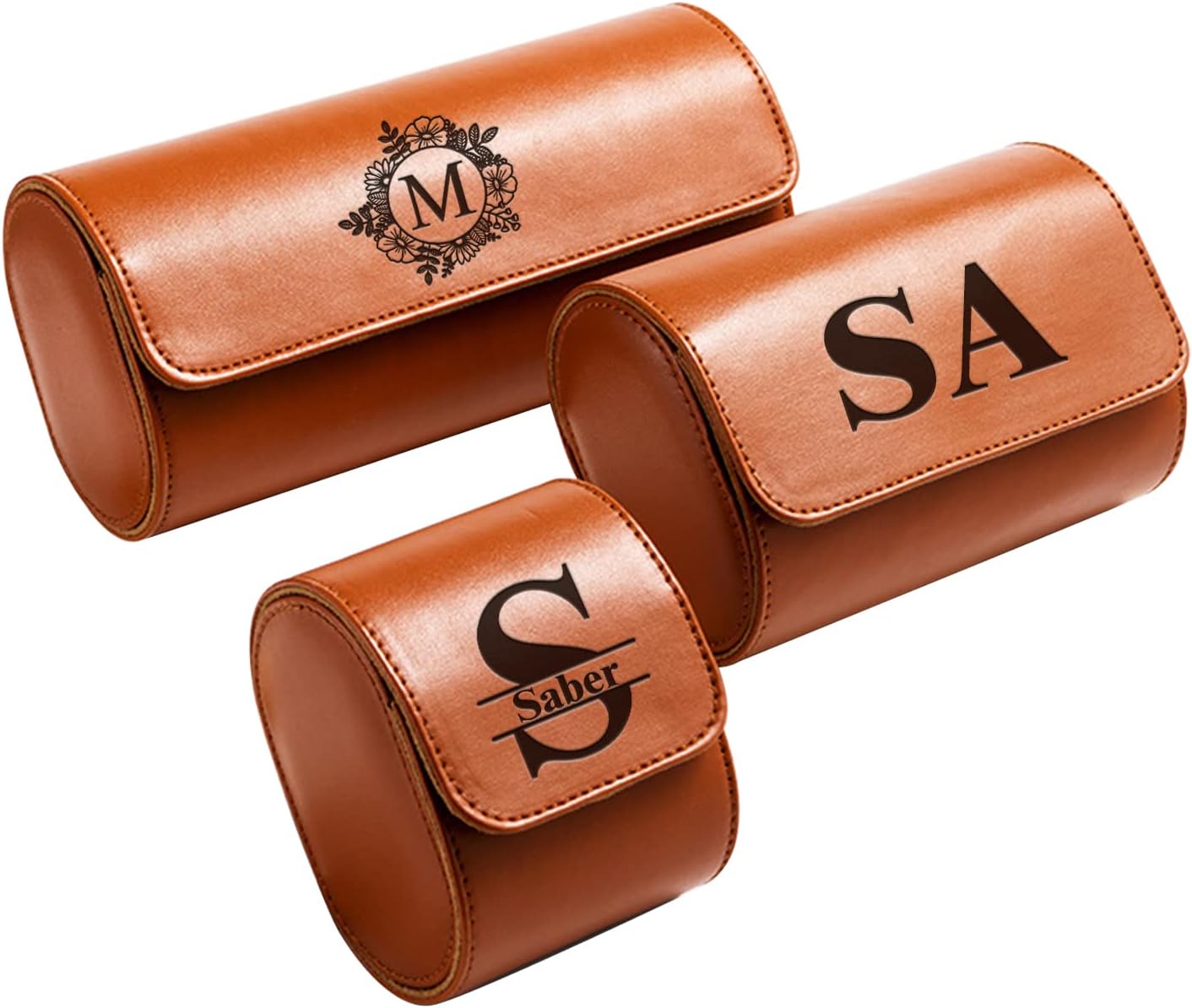 Personalized Watch Case for Men and Women, Customized PU Leather Travel Watch Case Roll Organizer For Dad, Engraved Name, Handcrafted Gift for Grandpa, Boy Friend, Watch Collector, Father's Day Gifts