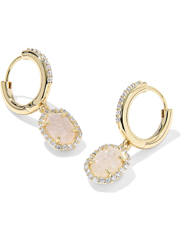 Gold Kendra Scott Daphne Crystal Frame Huggie Earrings