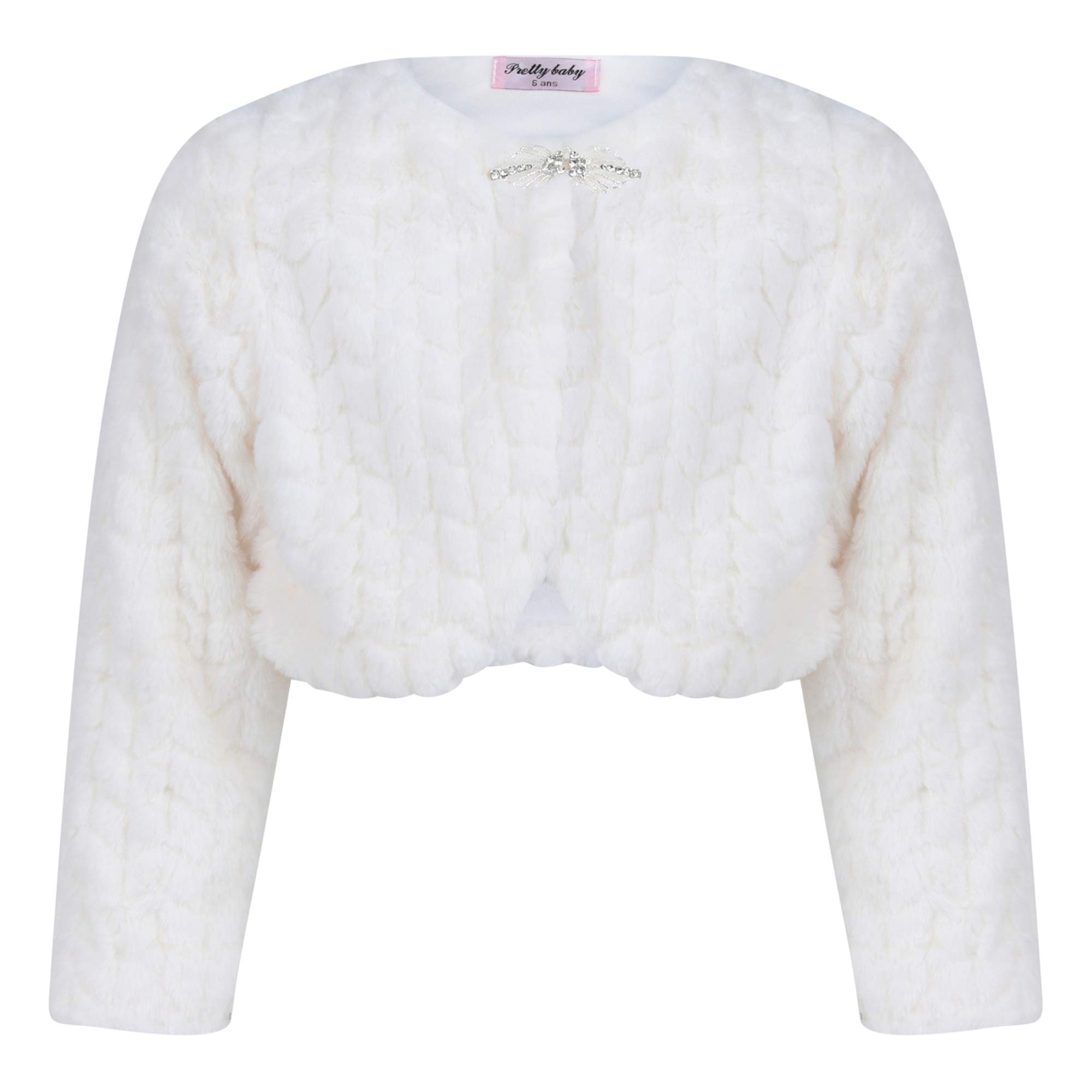Cappotto Bambina Cinda &ndash; Pelliccia Sintetica Avorio, Manica 3/4 &ndash; Taglie 2-8 Anni