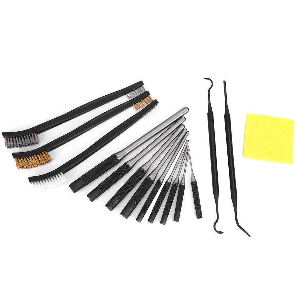 Buachois Kit di Pulizia Della Pistola, 15 Pezzi Set Per Pulizia Pistola Calibro, Punzone Per Spilli E Spazzole a Doppia Estremità con Plettro in Acciaio Inossidabile E Panno Per La Pulizia