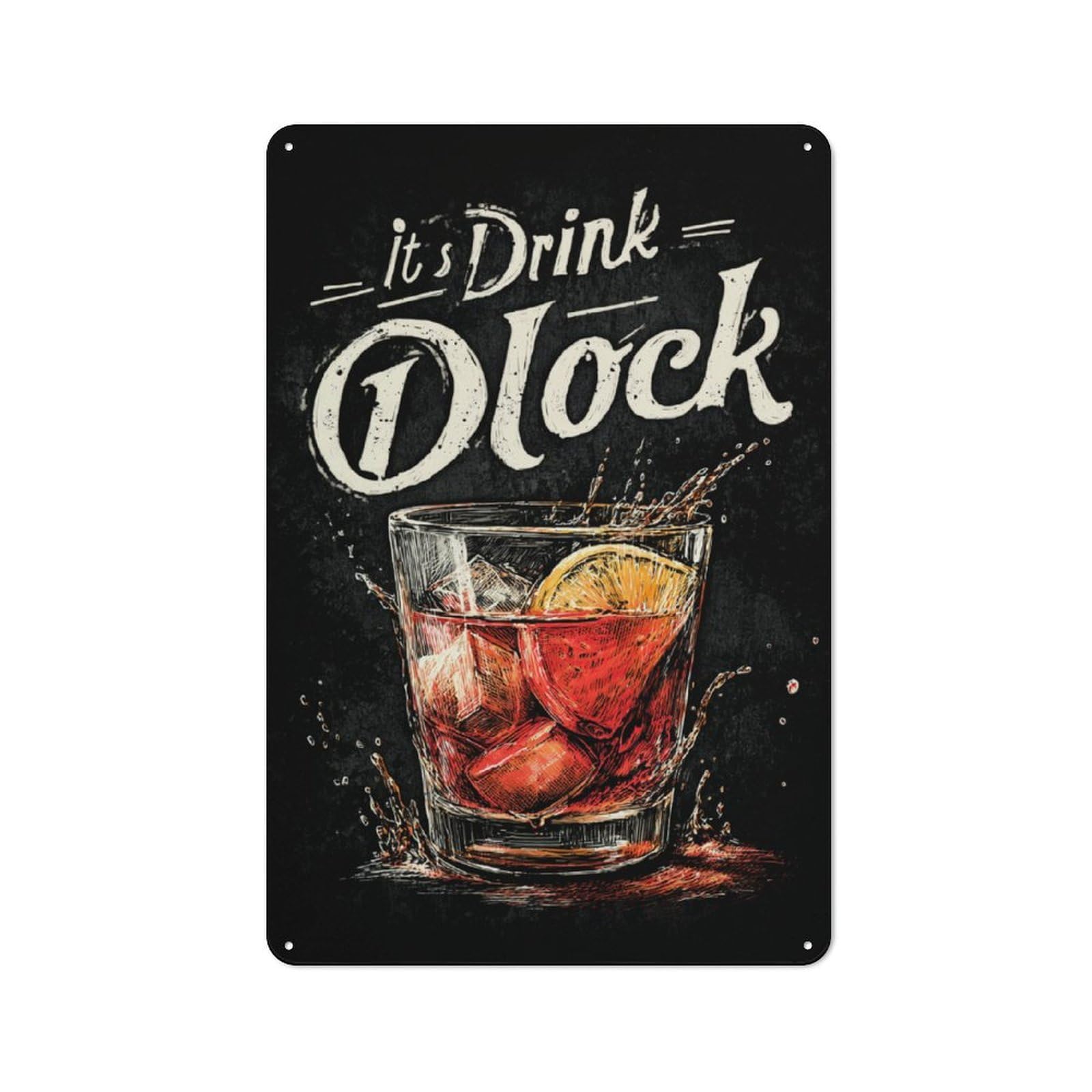 Tin Wall Plaque 30x20cm with Time for A Drink for Workshop Wall, Suited to Makers And DIY Enthusiasts