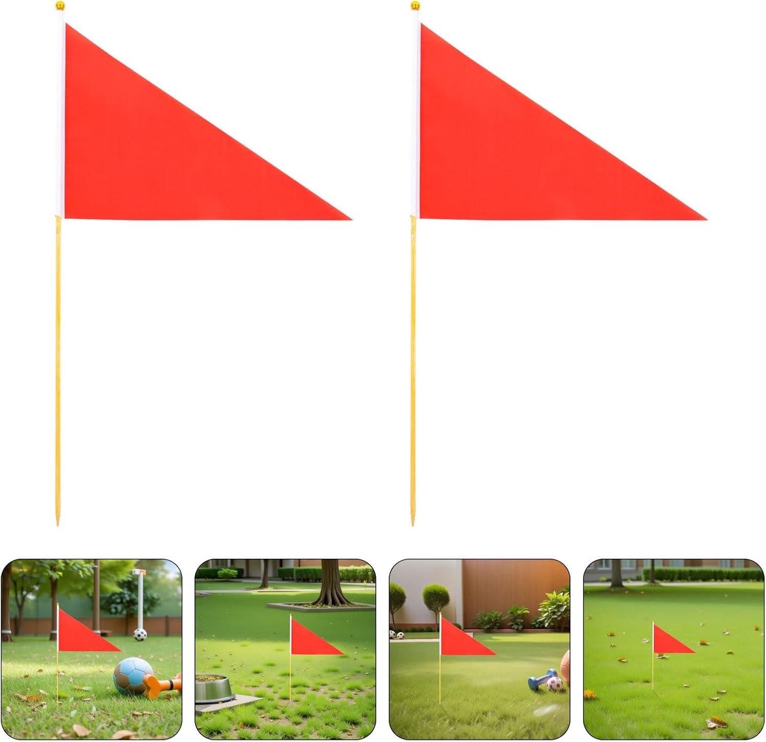 LOGOFUN 40pcs Red Construction Marking Flags with Stakes for Outdoor Lawn Survey Utility Safety Work Zone