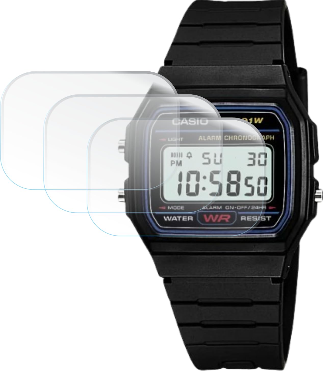 9H Hardness Fiber Tempered Glass Screen Protector Compatible With Casio Youth Series F91W Analogue Watch, Flexible Fiber Screen Guard Not a Tempered Glass Screenguard (Pack of 3)