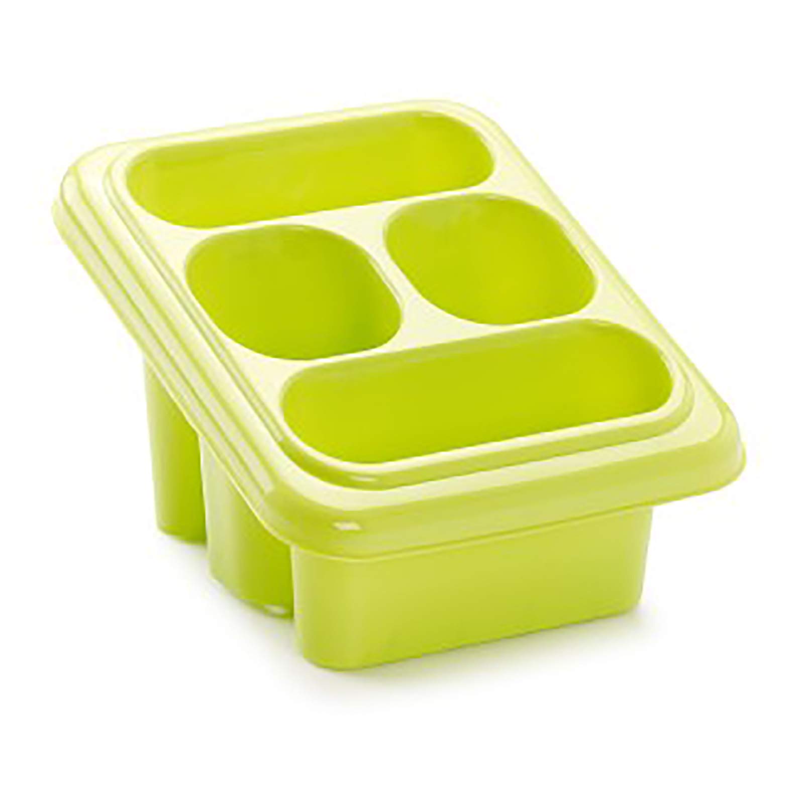 PlasticForte High Grade Plastic Sink Tidy Cutlery Drainer Holder Caddy 3-4 compartments (Green, 4 compartments wide)