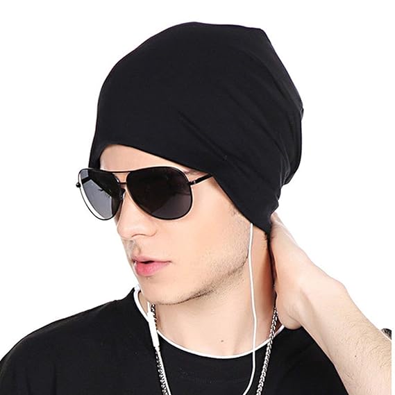 ANEZKA Men's Spandex Plain Slouchy Beanie Stylish Cap Freesize