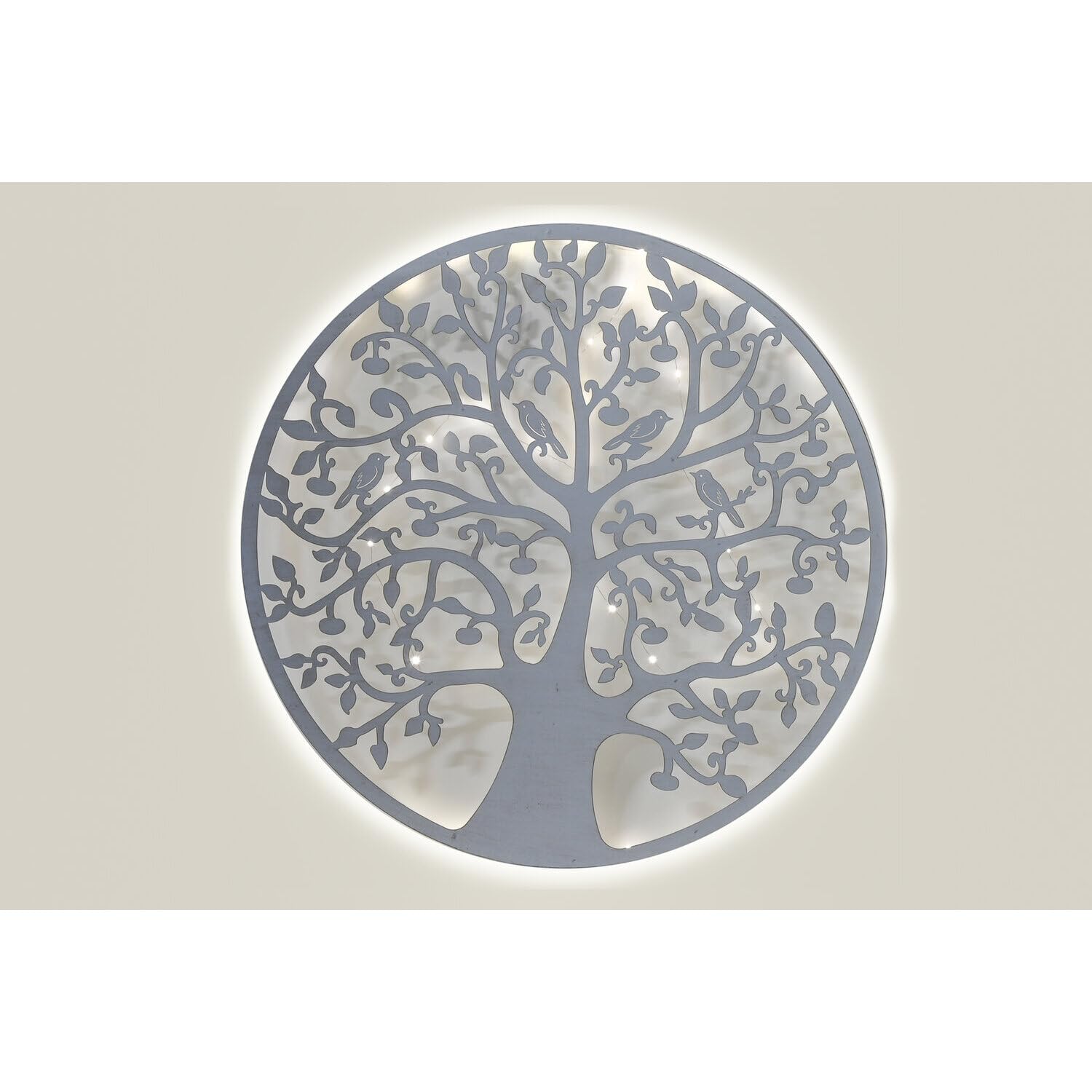 Décoration murale LED arbre blanc en métal 60 cm design moderne