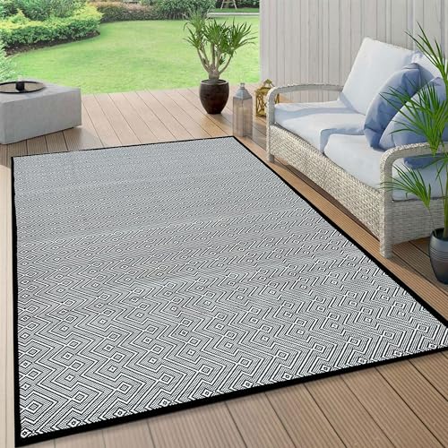 ARSUK Outdoor Rug Waterproof, 210x150cm, Picnic Blanket Lightweight Foldable Plastic Reversible Mat for Beach Camping Garden RV Patio Decking Balcony