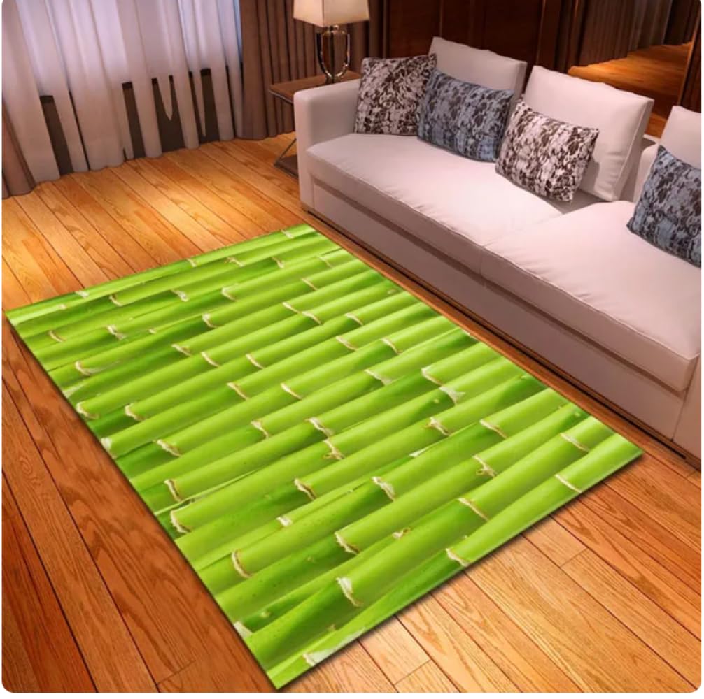 PASPRT Tapis pour Salon Bambou Imprimé Porte D’Entrée Tapis Anti-Slip Chambre Salle À Manger Balcon Tapis 200X300Cm
