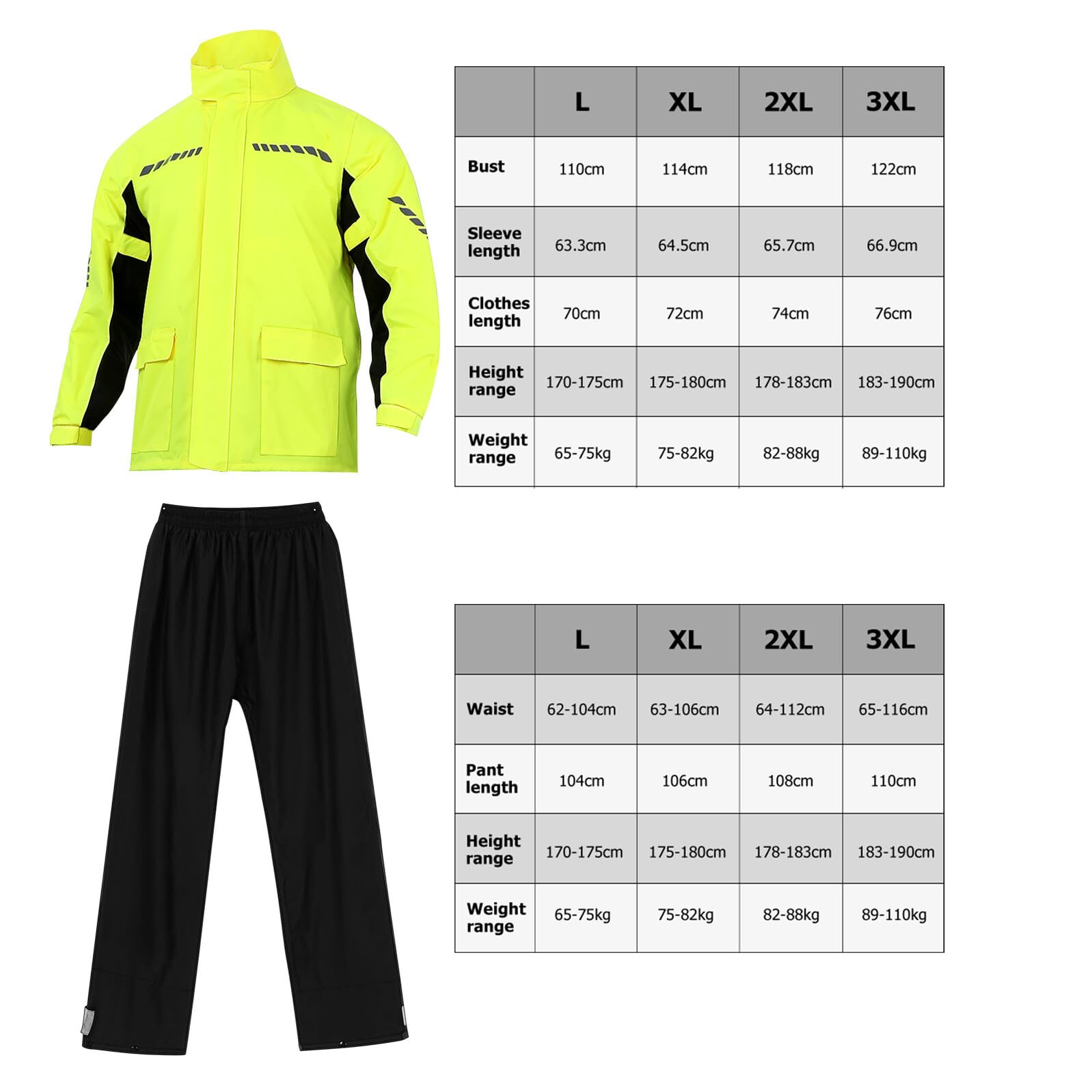 ifundom Combinaison Imperméable de Sécurité Haute Visibilité avec Pantalon et Couvre-Chaussures pour Pluie Extérieure Vêtements de Pluie pour Homme et Femme