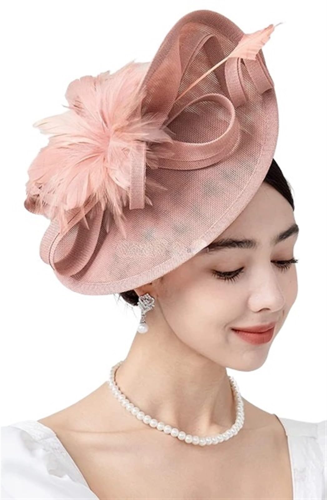 UALXPAO Wedding Hats Fascinator Hat Feather Flower Wedding Headwear for Tea Party,Weddings(Color1)
