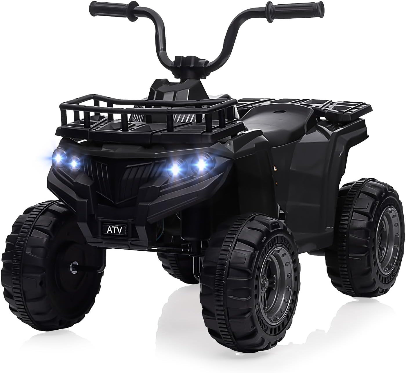 Elektryczny samochód dla dzieci Quad 12 V, elektryczny samochód dla dzieci, 2 prędkości, 4 koła, LED, muzyka, 2-5 lat, czarny