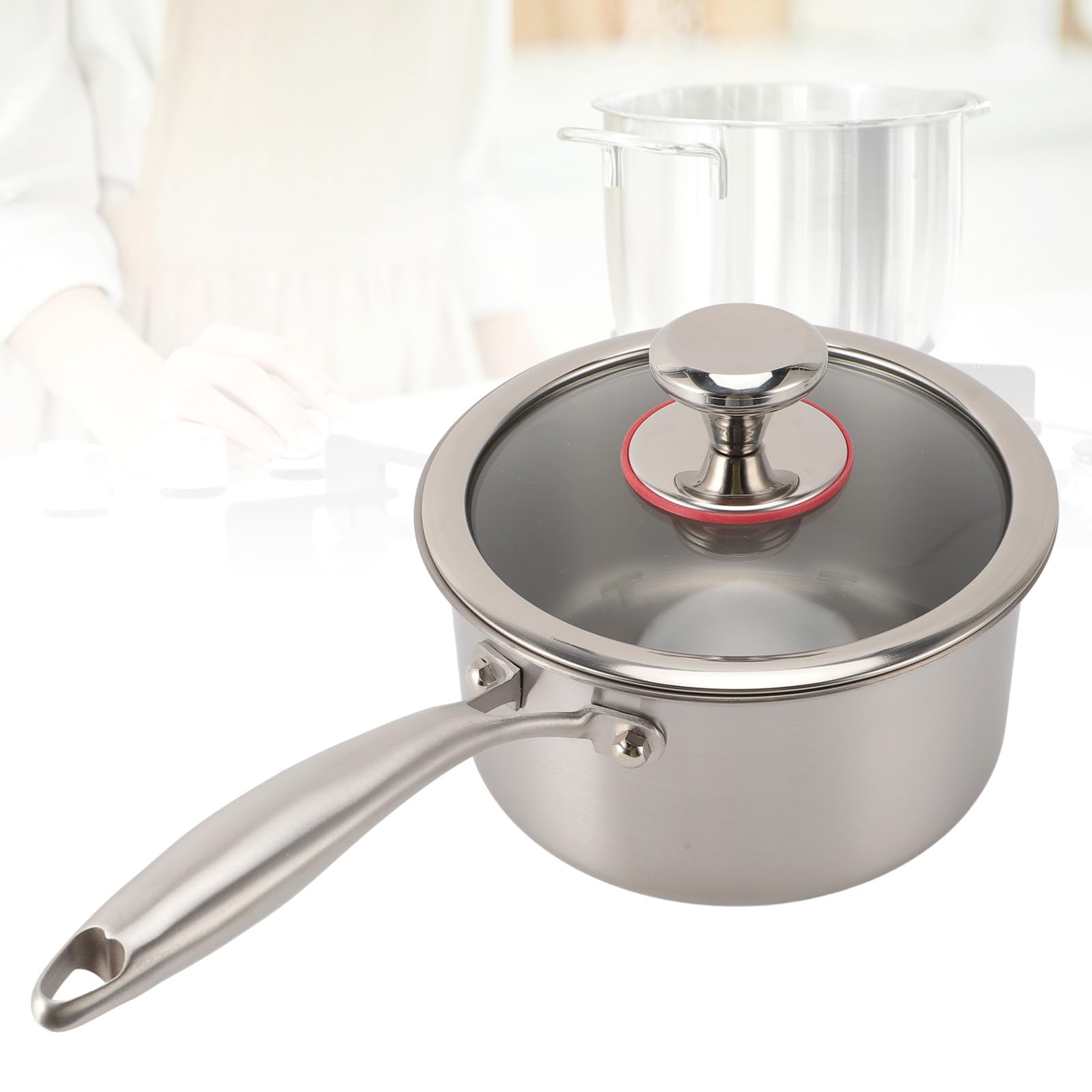 Kadimendium Pentola per Latte Spessa e Antiaderente con Manico Resistente Al Calore per Cucinare Salse su Fornelli a Gas e a Induzione, Materiale in Alluminio Ti Antiruggine, Facile da Pulire,