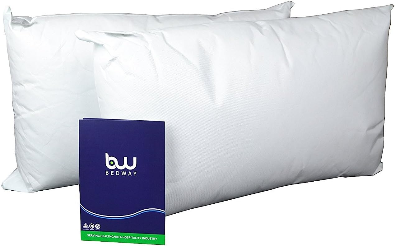 BEDWAY Luxury FLAME RETARDANT WATERPROOF PILLOW PAIR Fire Retardant Polypropylene Outer Cover Anti Dust Mite & Anti Allergy Quilt | BS SOURCE 5 Certified