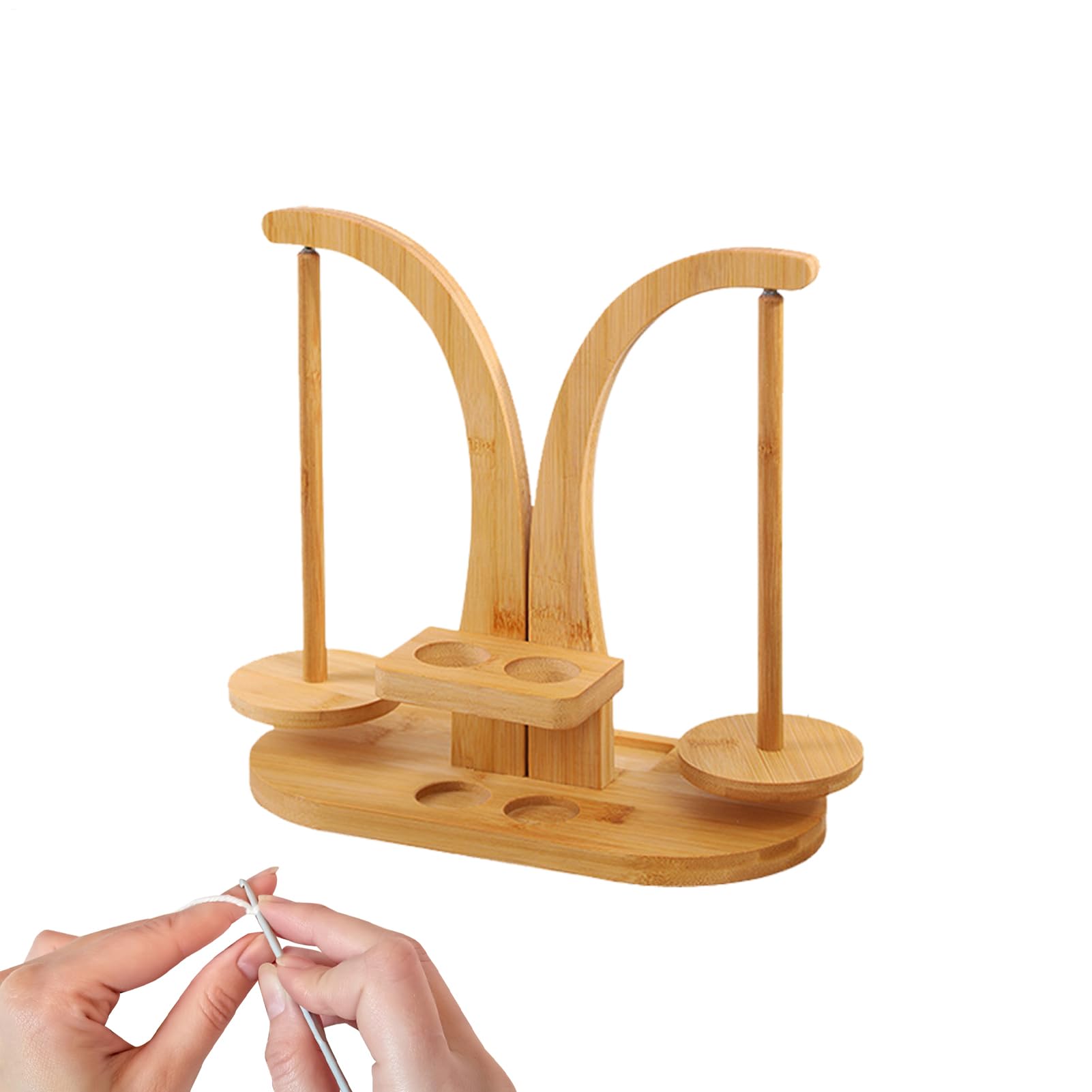 Soporte magnético giratorio de madera con doble husillo para tejer y ganchillo sin enredos