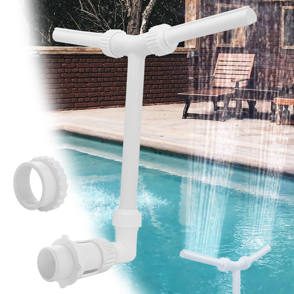 Pool Fountain for Above Ground, Adjustable Dual Spray Pool Waterfall Pool Fountains for Inground Pools, 2-in-1 Spray Nozzle Pool Sprinkler Fountain for Swimming Pool SPA Accessories (With Adapter)