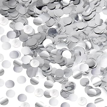 50g/1.76oz Metallic Foil Round Confetti 15mm - Glitter Dot Sequins, Table Sprinkle Throwing Circles Confetti for Birthday Party, Wedding Decorations YZX/Silver