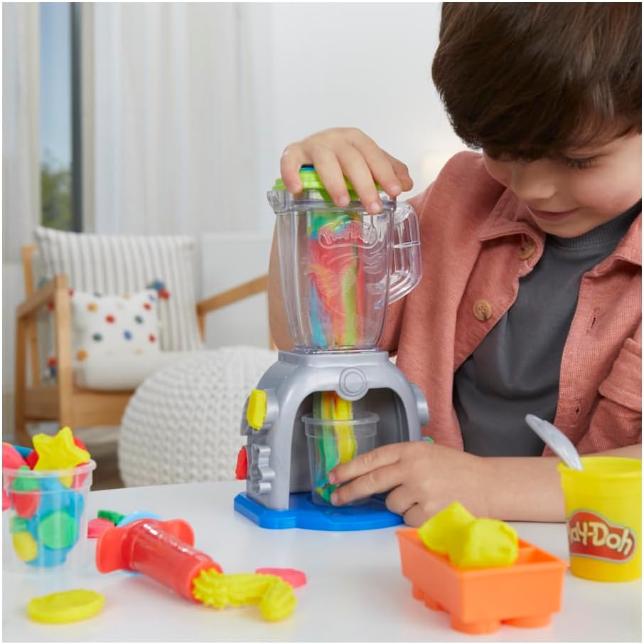 Play-Doh Conjunto de Massinha Smoothies Coloridos, conjunto de massinha com liquidificador de brinquedo e 5 potes de massa de modelar, para crianças acima de 3 anos.