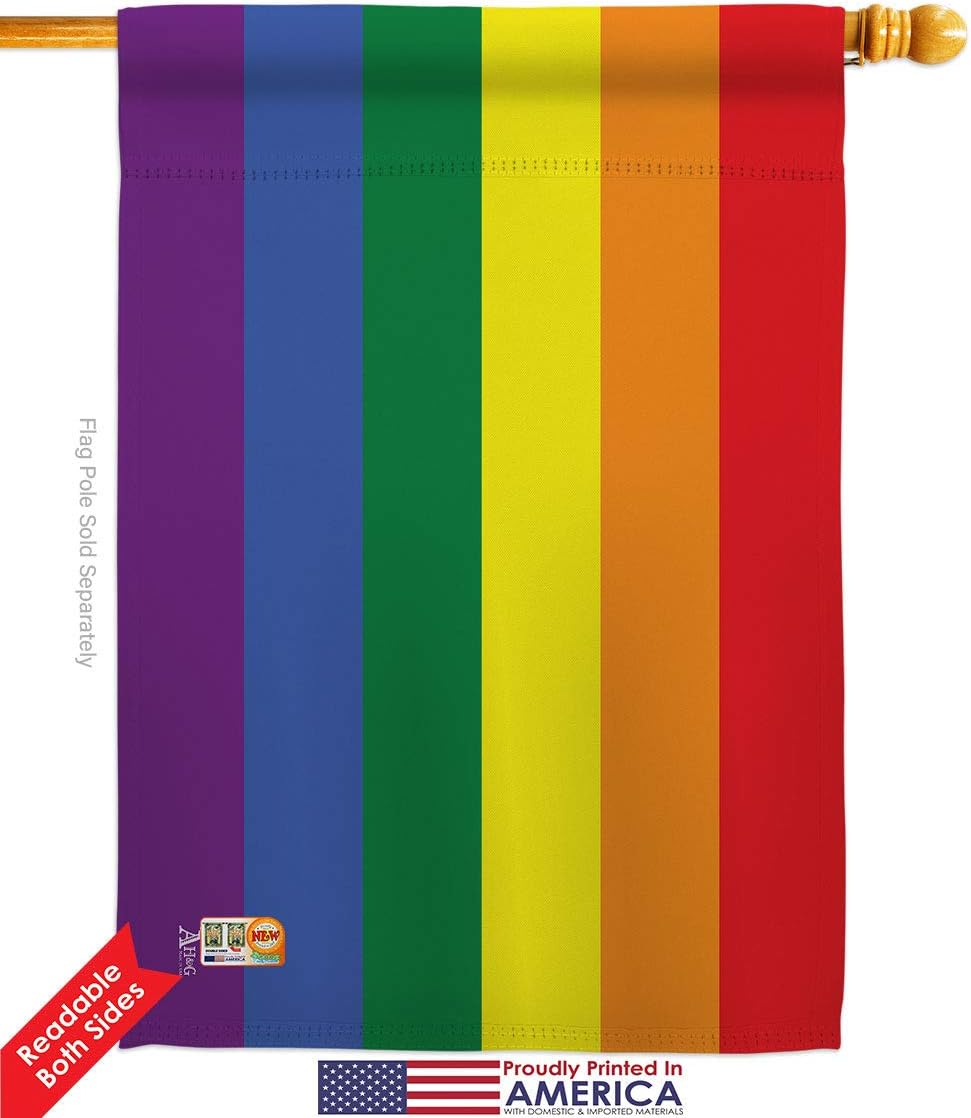 Rainbow House Flag Set Support Pride Love LGBT Gay Bisexual Pansexual Transgender Decorative Yard Banner Double-Sided Made In USA 28 X 40