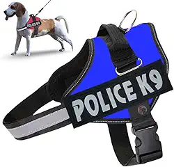 Coleira Peitoral Para Cachorro Porte Pequeno Médio e Grande Colete Confortável Policia K9 (Azul, M)