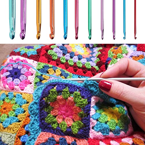 Image of thirei Tunisian Crochet Hooks Set, 11 Pieces, 27 cm, Multi-Colour, for Beginners to Professionals