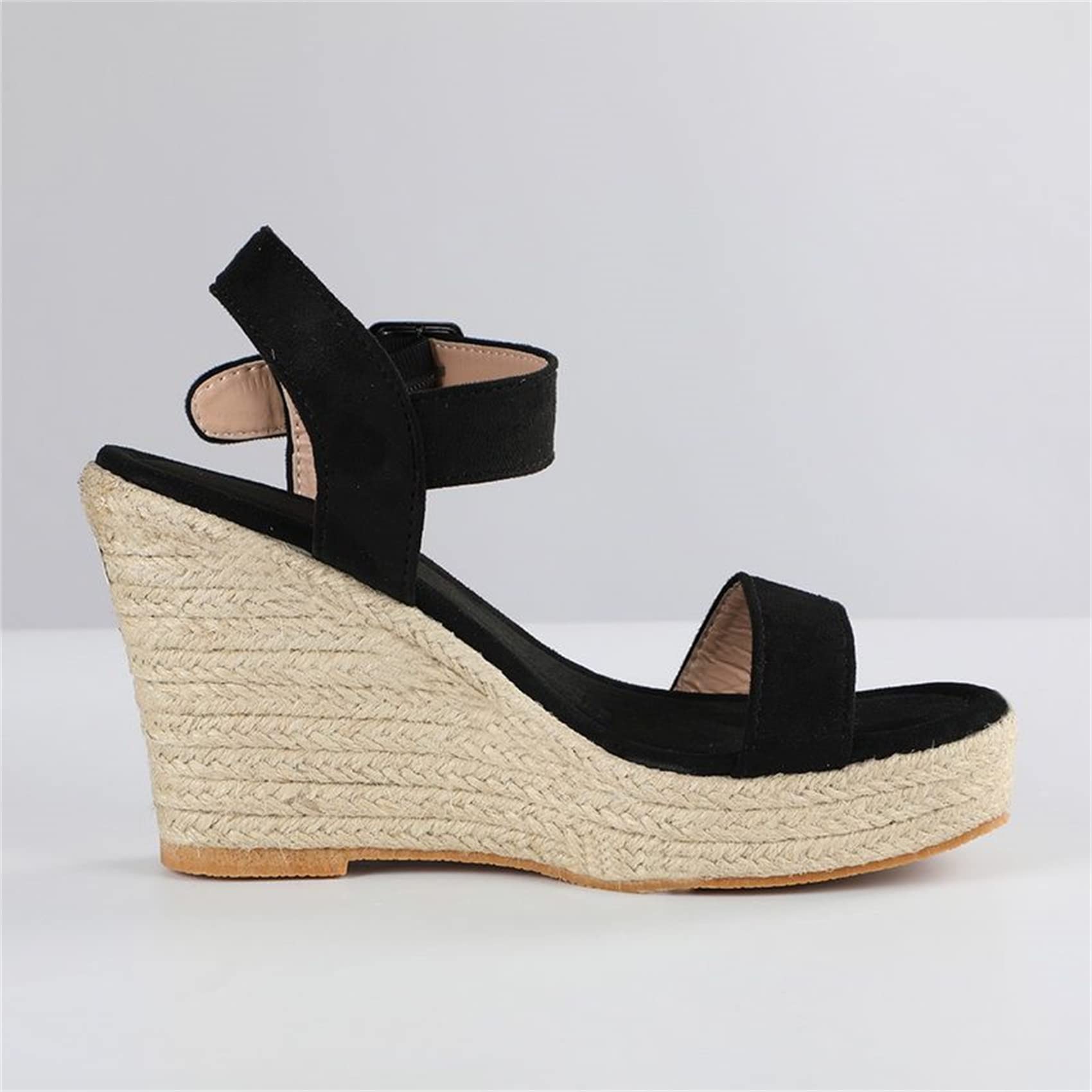 Sandali da Donna Eleganti Sandali Estivi con Plateau Espadrillas Sandali con Tacco Alto Sandali Casual Cinturino alla Caviglia Tacco Pendente Punta Aperta Scarpe Romane, US4.5/EU35