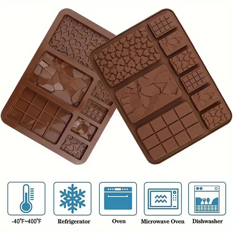 Image of Silicone 9 Cavity Multi Bar Chocolate Mold /Chocolate Making And Shaping Mould /Waffle Shape Chocolate Mould For Jelly, Candy, Fondant,20X15X2.5 Cm
