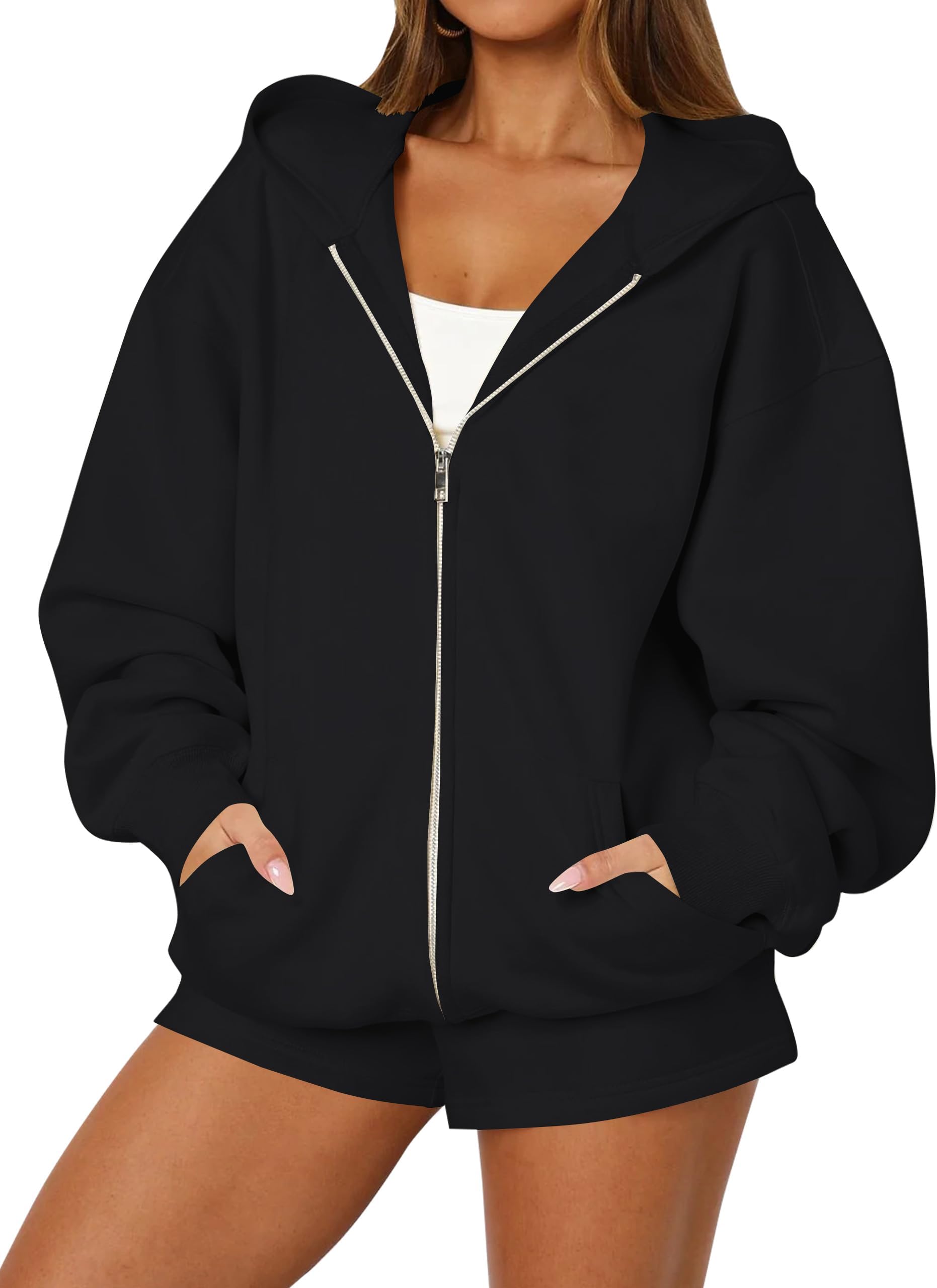 Oversized Zip Up Hoodie for Women Fleece Long Sleeve Hooded Sweatshirts Cute Y2k Jackets 2025 Fall Winter Clothes