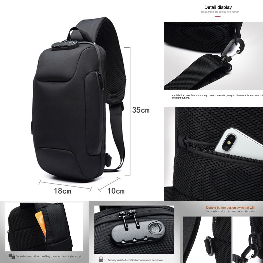 Stoßfester Schulter-/Brustrucksack, Tragetasche, kompatibel mit MSI Claw A1M 17,8 cm / MSI Claw 8 Ai+, Schwarz