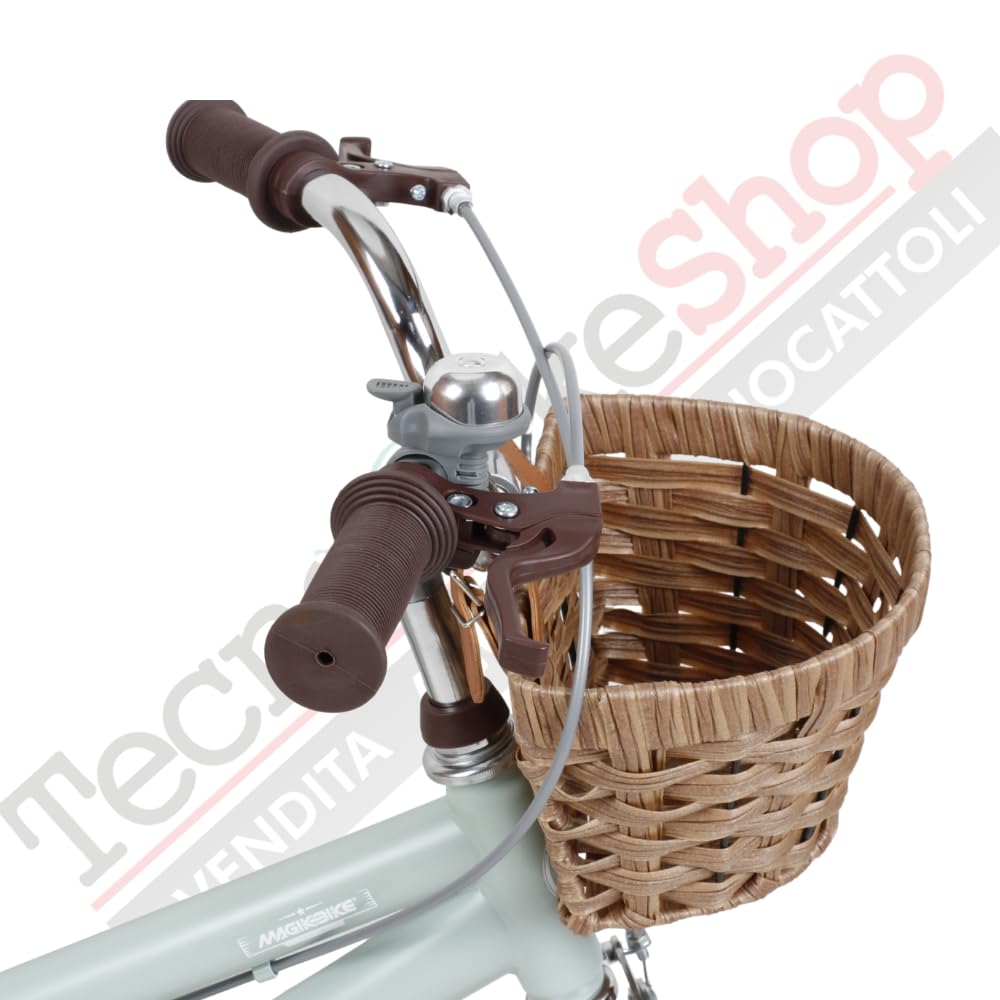 Bicicletta Bambina Vintage Magik Bike Antonella con Cestino e Rotelle Rimovibili, Telaio Acciaio, Sella Regolabile