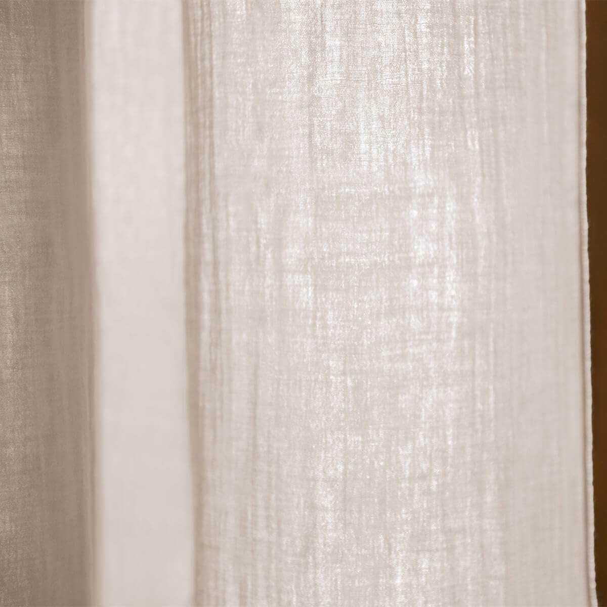 OUREA - Rideau Ajustable 140x300 cm Gaze de Coton Pampa + 8 Anneaux Pince